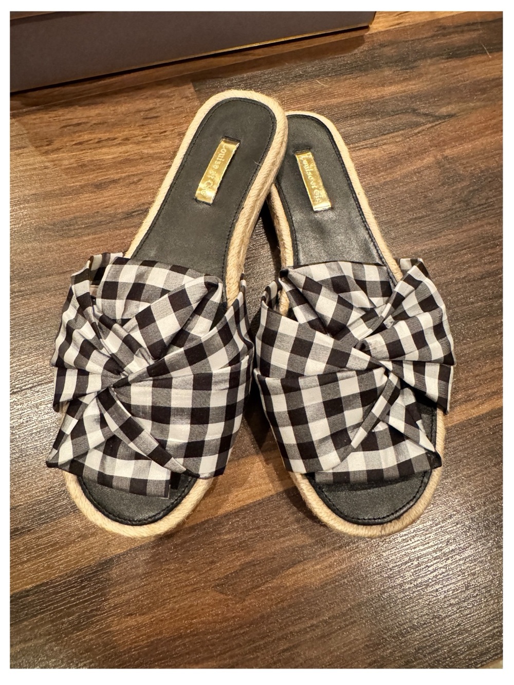 Louise et Cie Black & White Gingham Knot Slides - Picture 8 of 15